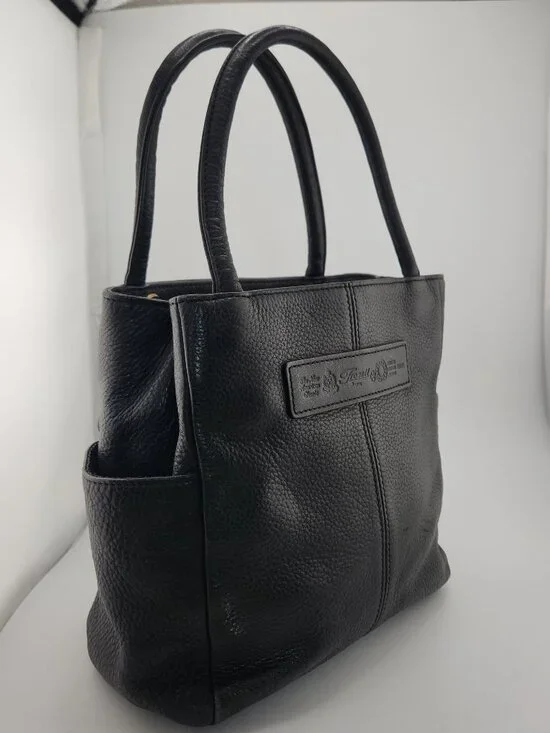 Fossil Black Pebbled Leather Tote Bag | Gold Key Charm | 1954 - Picture 7 of 7